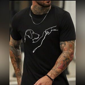Men’s Dog Fist Bump Black Tee, Size M